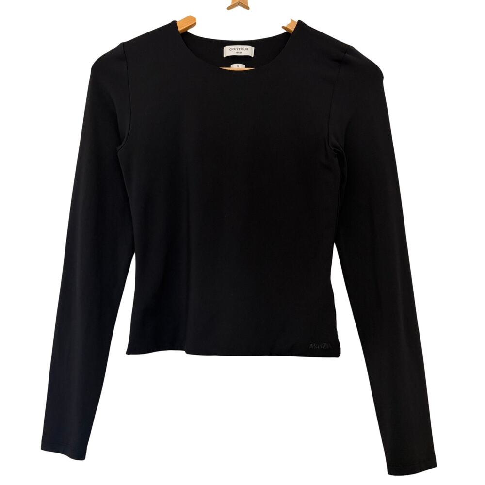 Aritzia Contour Babaton Long Sleeve Cropped Top Black Size M Stretch - Picture 3 of 9
